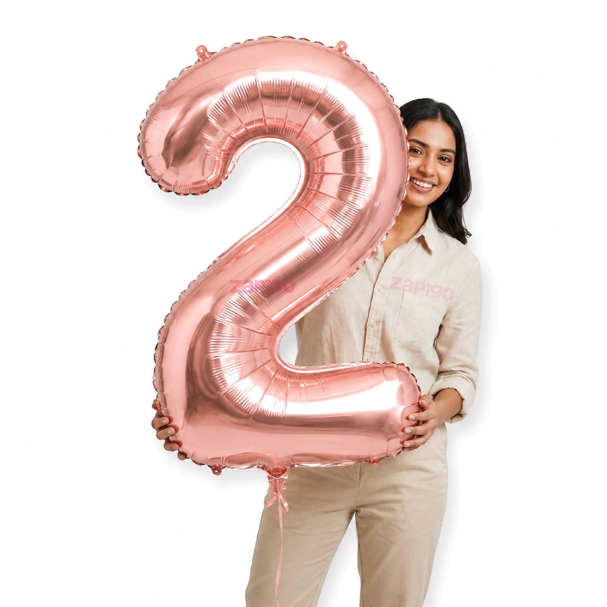 Balloonistics Rose Gold 40-Inch Foil Number 2 Balloon - Helium or Air Fill for 2nd Birthday, Anniversary, Retirement Party Decoration, Photo Booth Backdrop, Cake Table Decor
