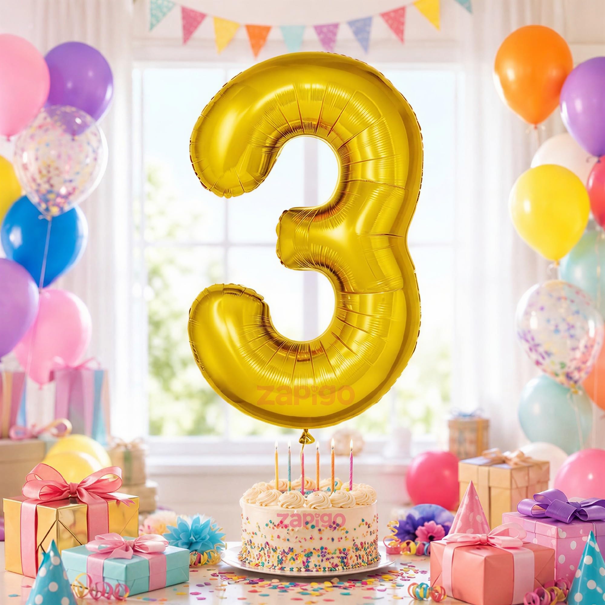 Balloonisctics Gold Balloon Number for Party Decoration Choose Numbers Make Your Own Custom Numbers for Party with 16 inch Golden Color Foil Numbers (Number 3)