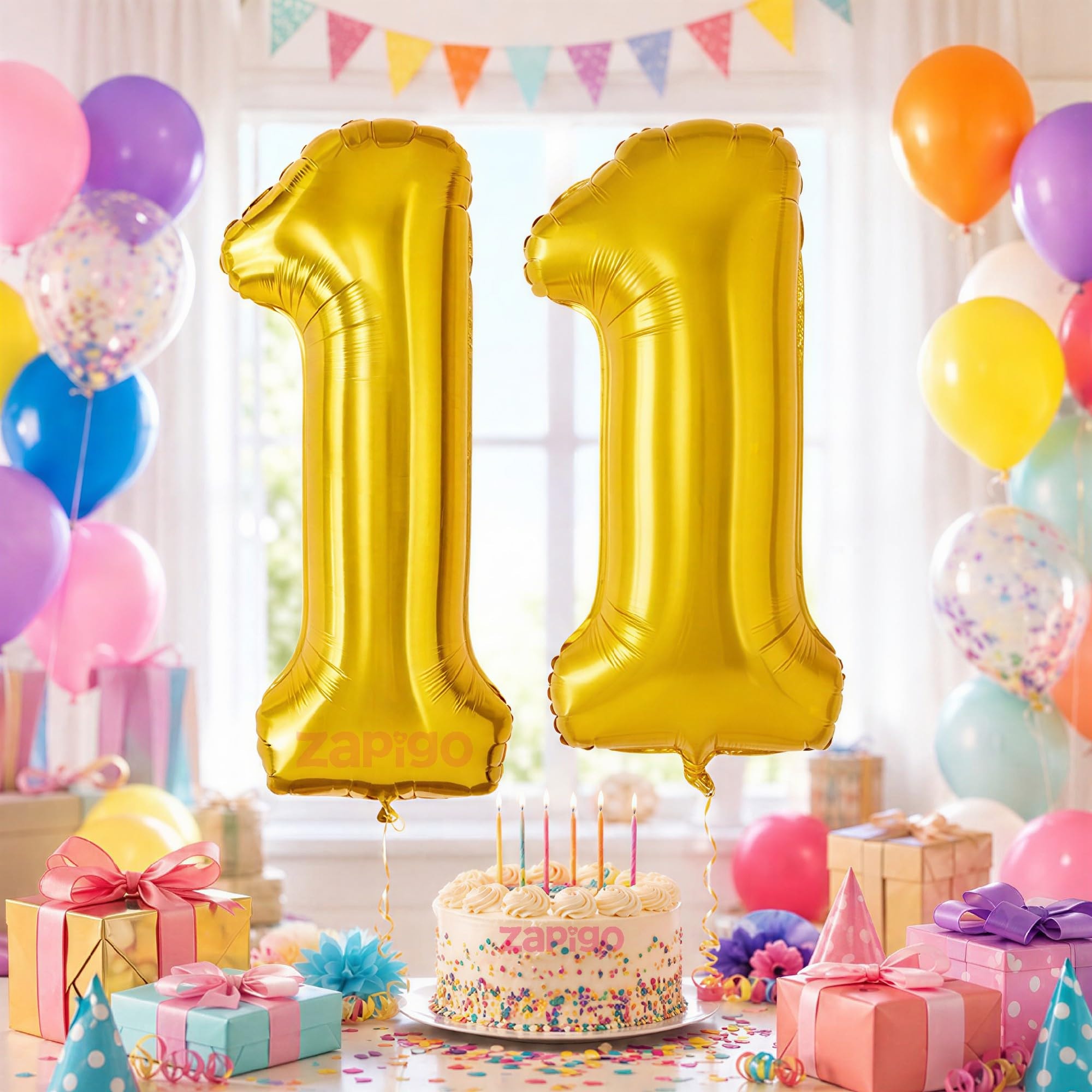 Balloonisctics Gold Balloon Number for Party Decoration Choose Numbers Make Your Own Custom Numbers for Party with 16 inch Golden Color Foil Numbers (Number 11)