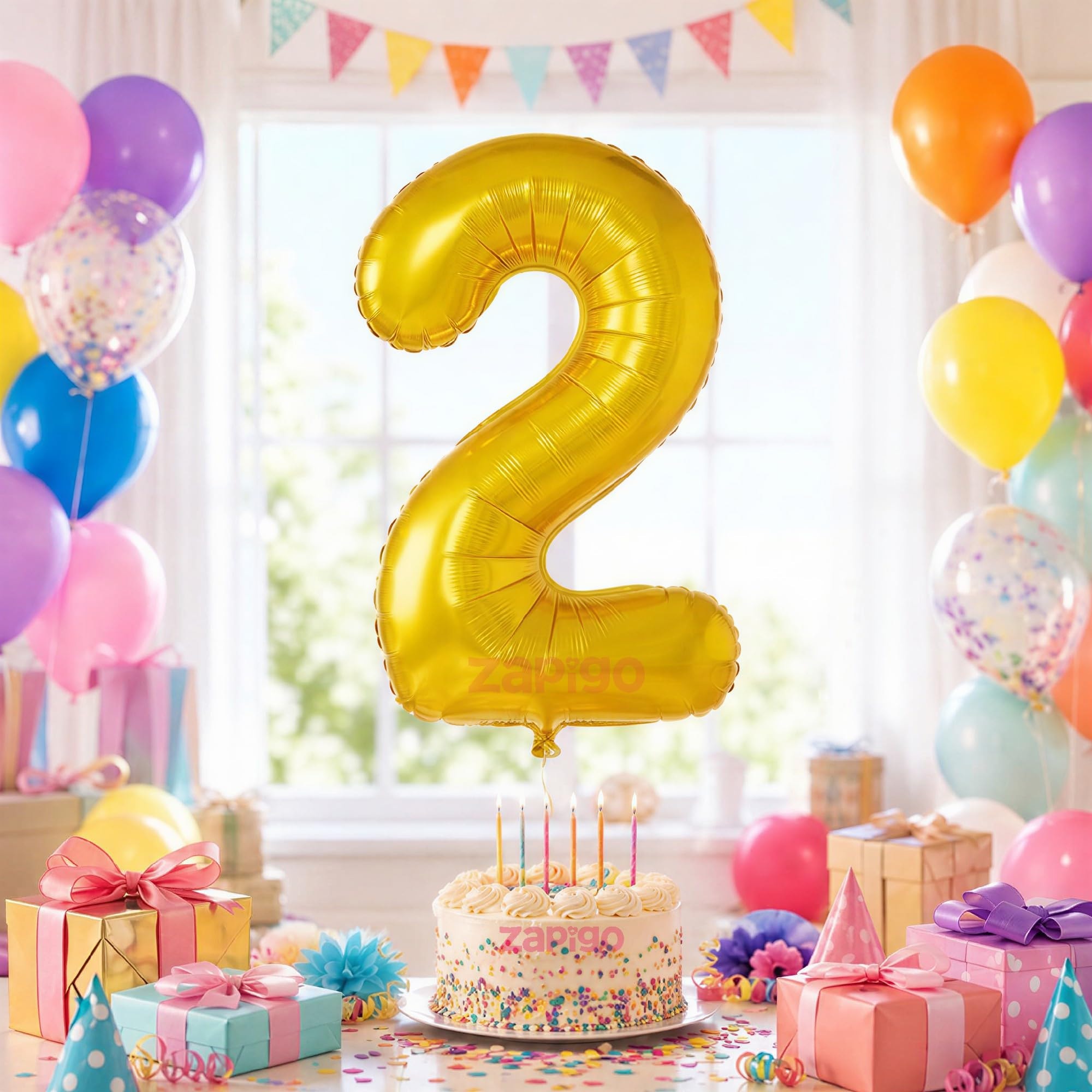 Balloonisctics Gold Balloon Number for Party Decoration Choose Numbers Make Your Own Custom Numbers for Party with 16 inch Golden Color Foil Numbers (Number 2)