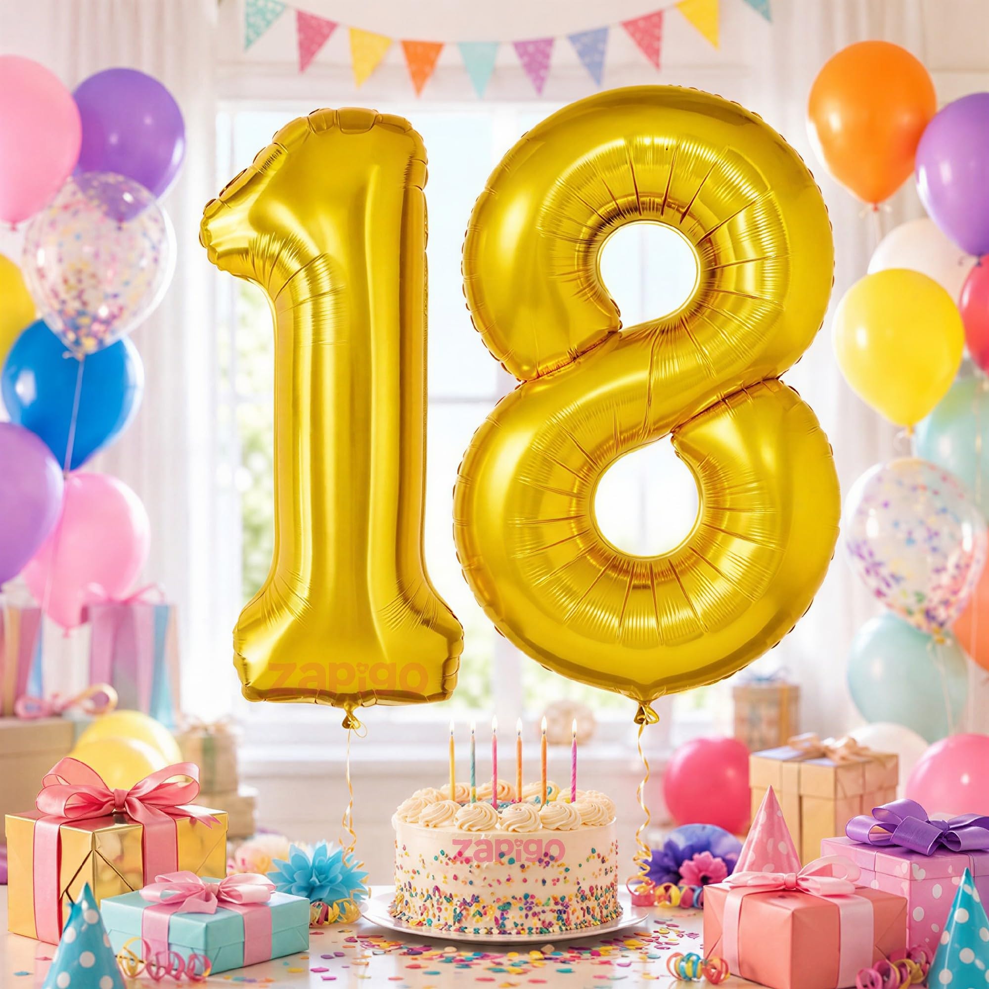 Balloonisctics Gold Balloon Number for Party Decoration Choose Numbers Make Your Own Custom Numbers for Party with 16 inch Golden Color Foil Numbers (Number 18)