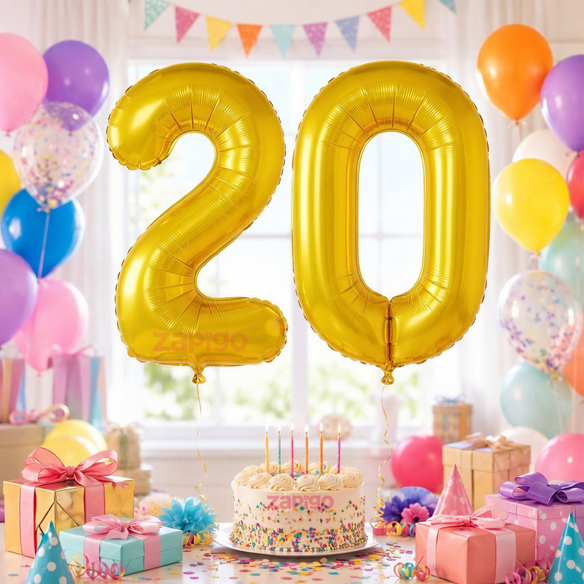 Balloonisctics Gold Balloon Number for Party Decoration Choose Numbers Make Your Own Custom Numbers for Party with 16 inch Golden Color Foil Numbers (Number 20)