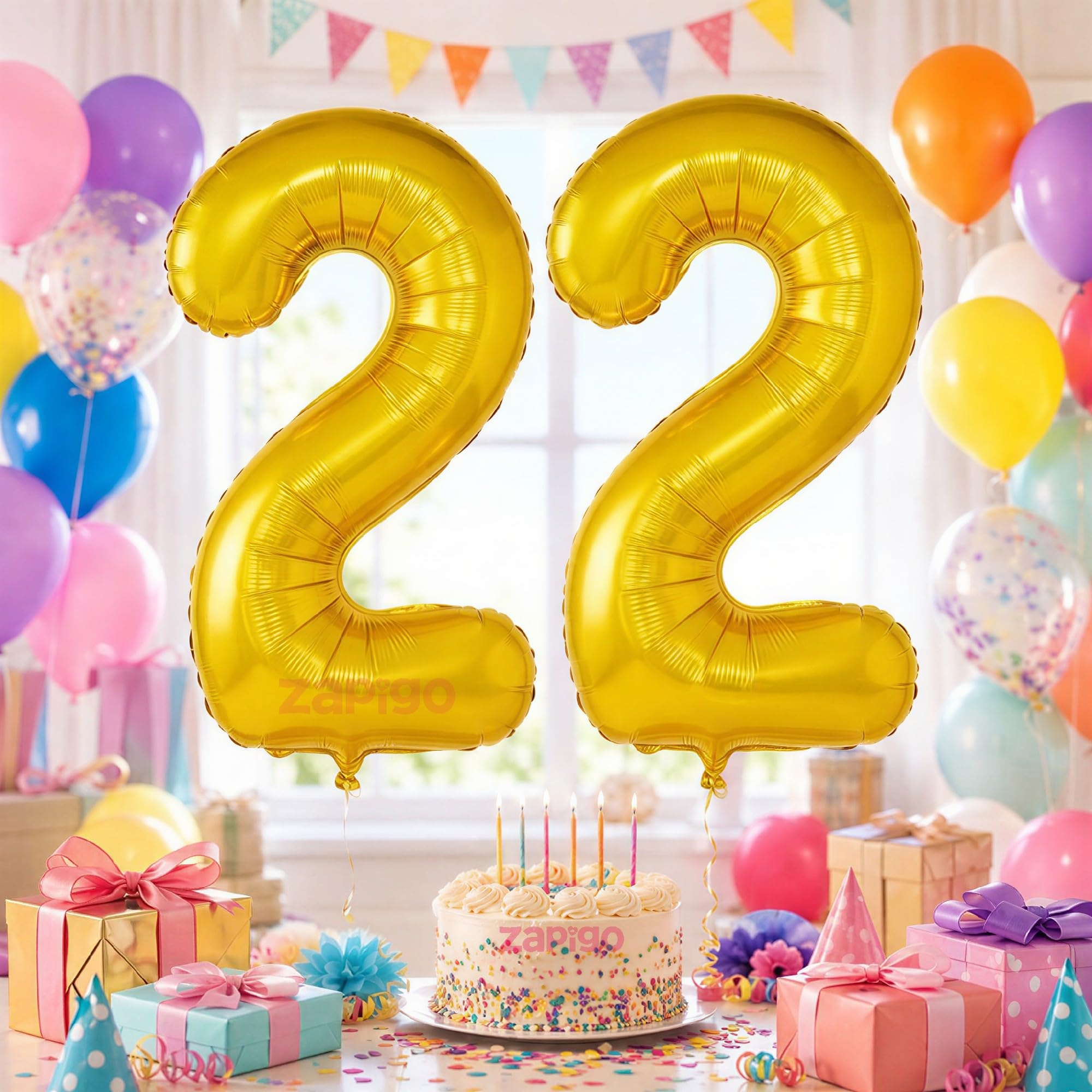 Balloonisctics Gold Balloon Number for Party Decoration Choose Numbers Make Your Own Custom Numbers for Party with 16 inch Golden Color Foil Numbers (Number 22)