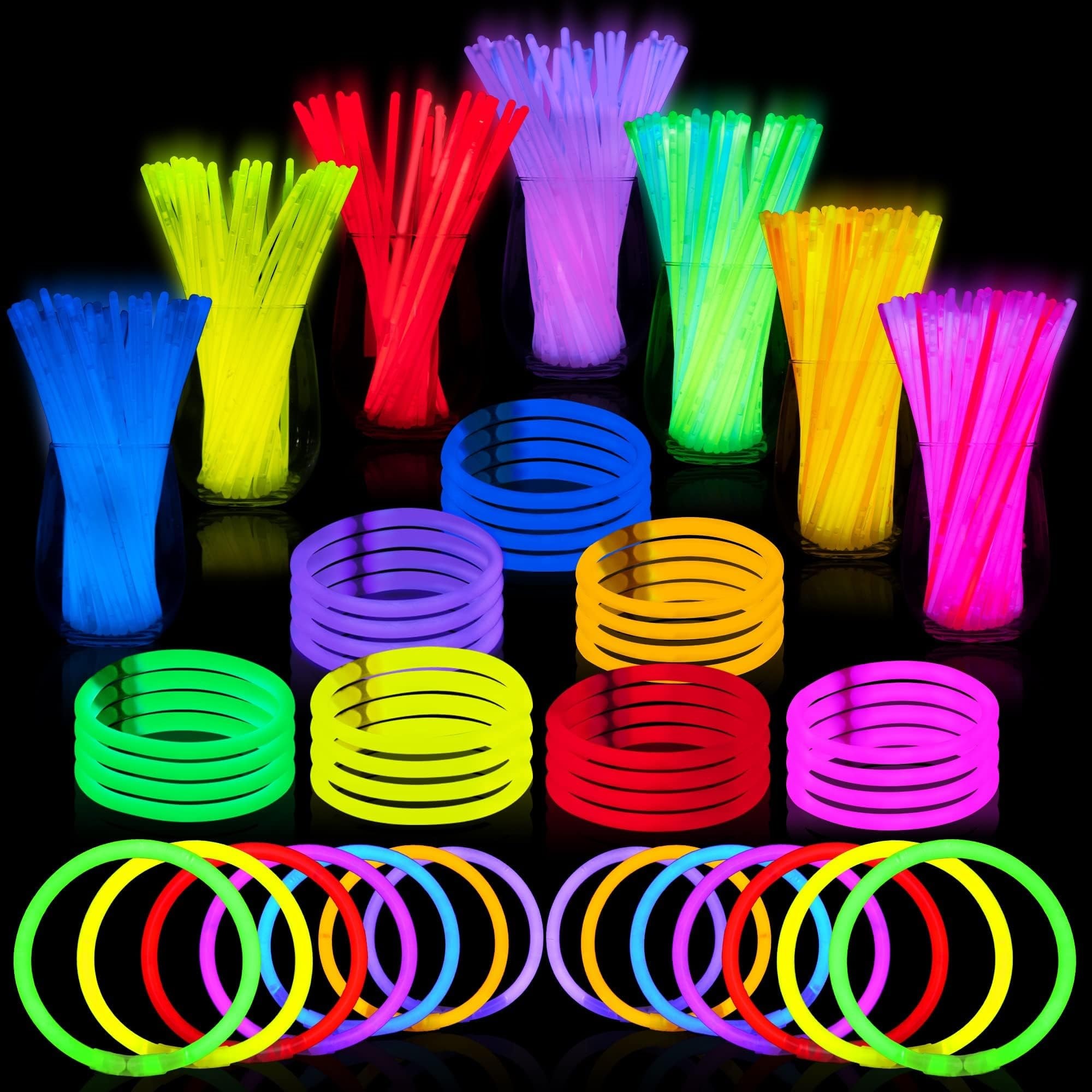 Balloonistics Glow Stick Bracelets – Pack of 100 Neon Party Bands for Birthdays, Cosplay & Festival Decorations