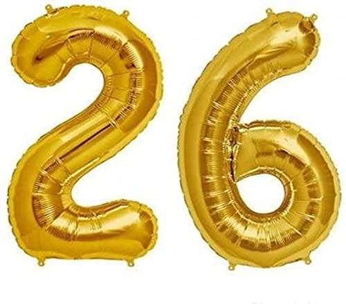 Balloonisctics Gold Balloon Number for Party Decoration Choose Numbers Make Your Own Custom Numbers for Party with 16 inch Golden Color Foil Numbers (Number 26)