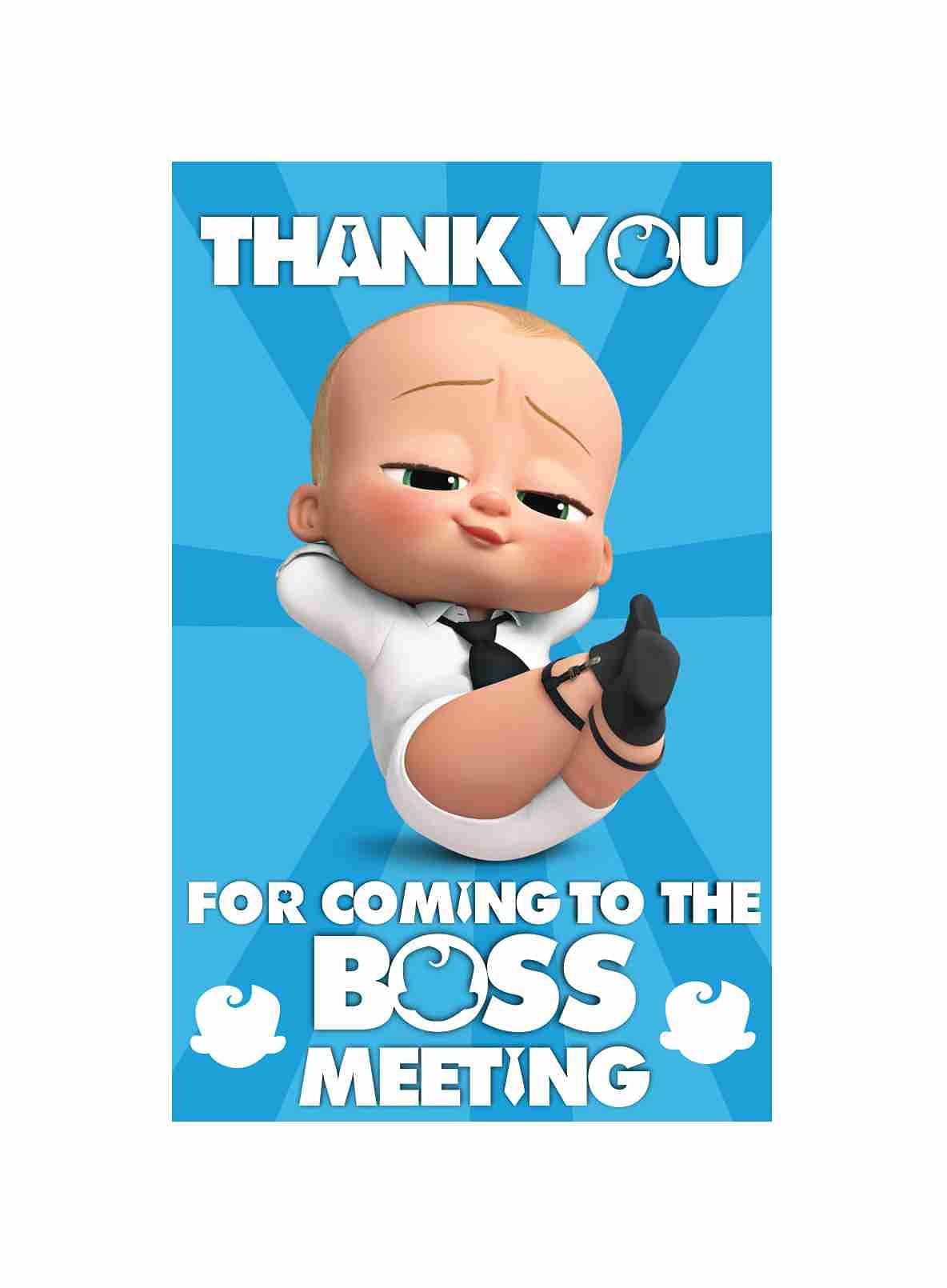 Balloonistics Baby Boss Theme Thank You Cards for Return Gifts Premium Cardstock Notes Appreciation Tags for Birthday (Thank you Cards - Pack of 20)