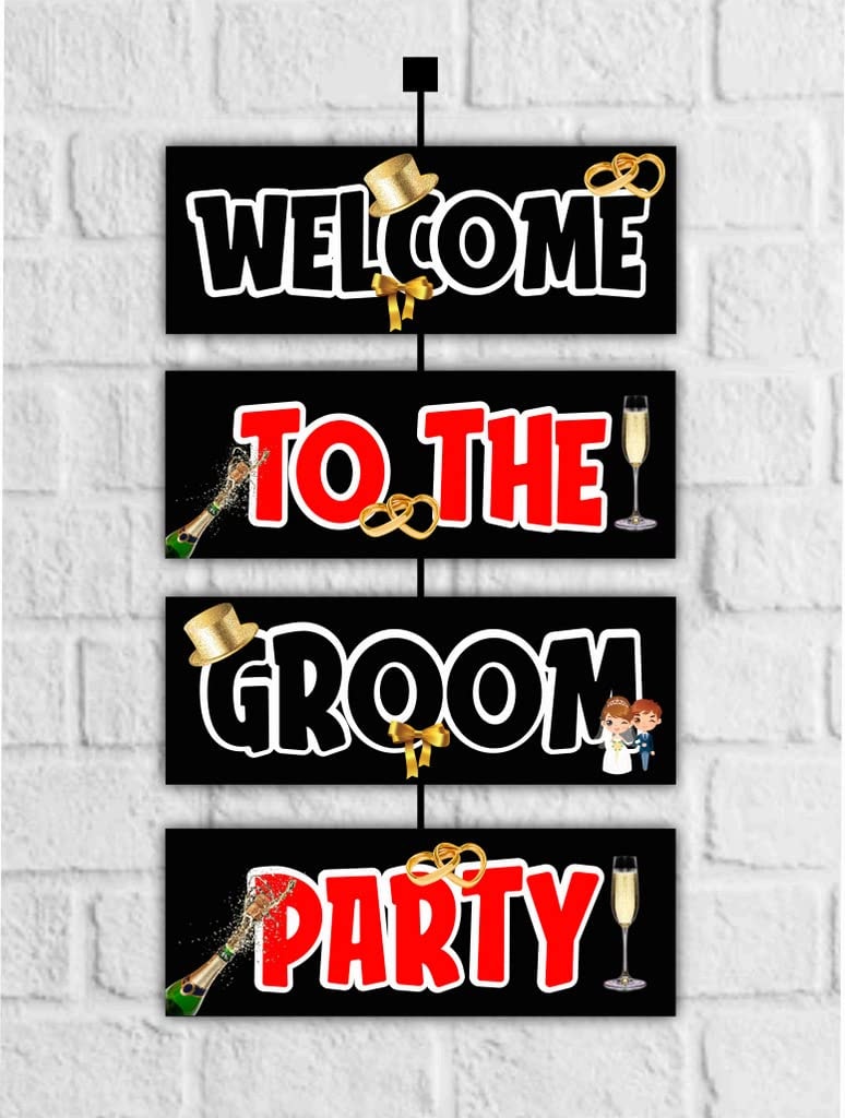 Balloonistics Groom to Be Welcome Board - 2.3 Ft Large Bachelor Party Entryway Sign - Premium Cardstock Tuxedo & Dapper Theme Outdoor Decoration with Ribbons, Engagement & Wedding Celebration Backdrop (Welcome Outdoor Board)