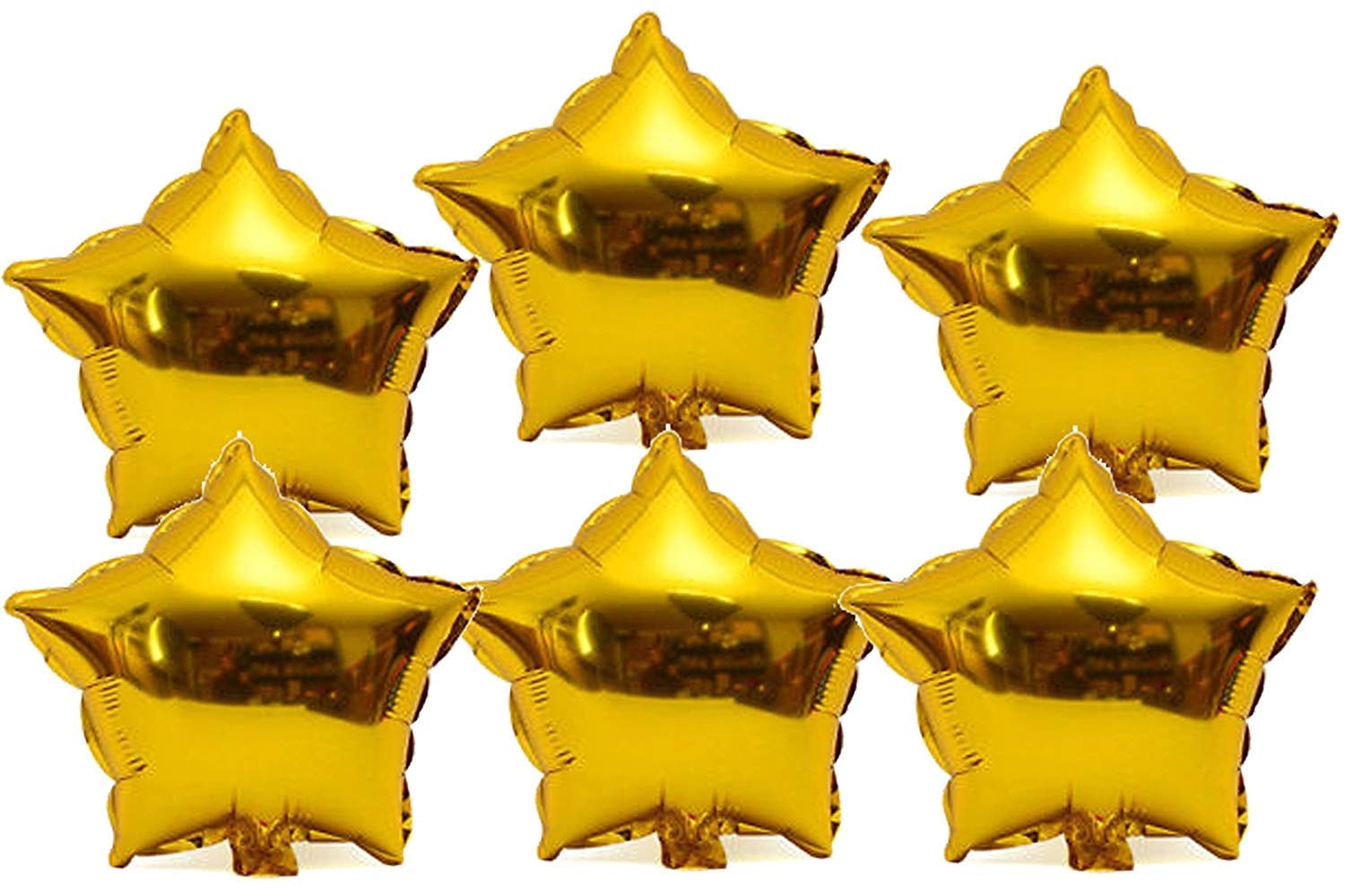 Balloonistics Gold Star Shape Foil Balloons – Metallic Gold Star Balloons for Birthday, Wedding & Festive Party Decoration (Gold, Pack of 6)