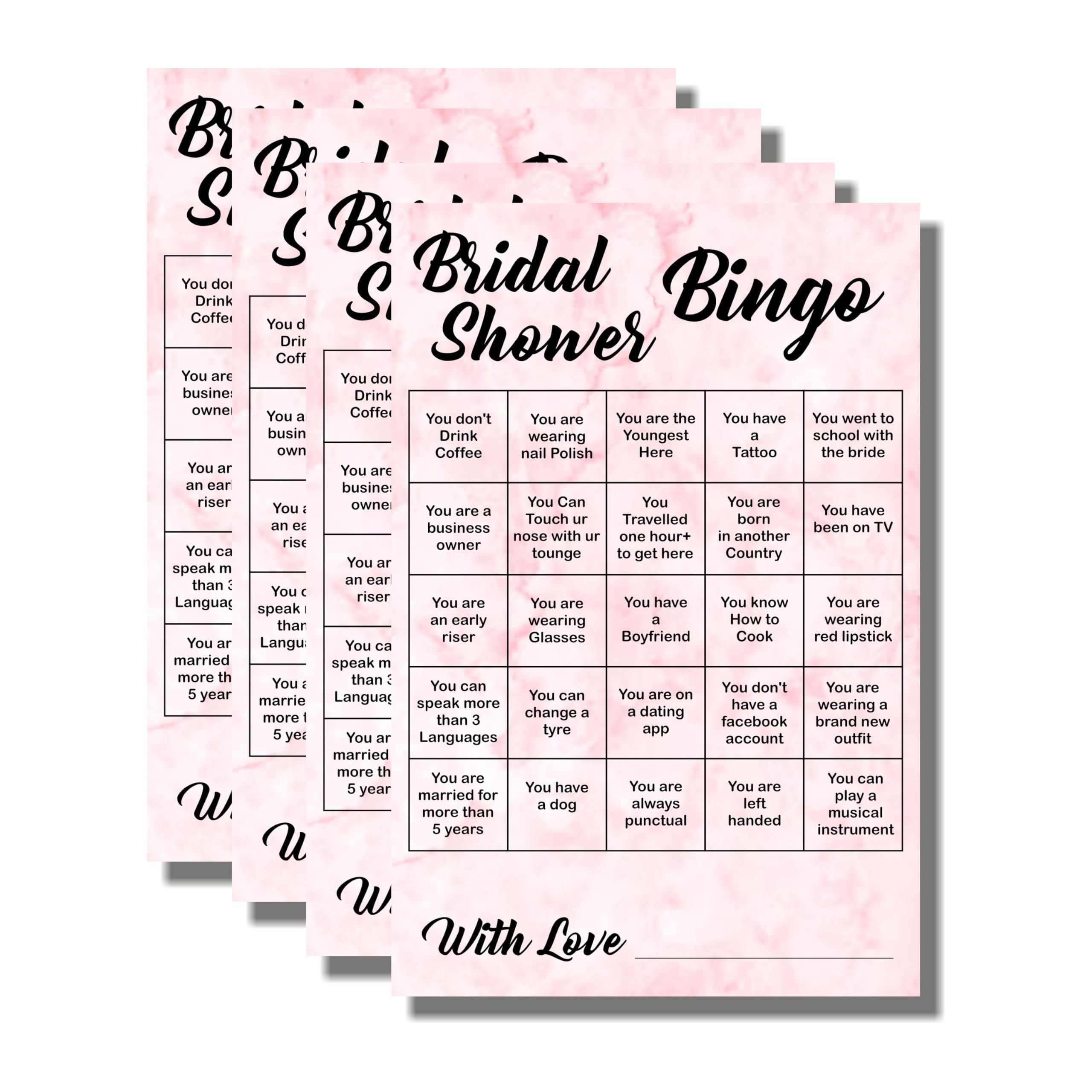 Balloonistics Bridal Shower Bingo Game Cards – Pack of 10 – Fun Interactive Bachelorette Party Activity – Premium 6x4 Inch Cardstock Bride-to-Be Celebration Supplies