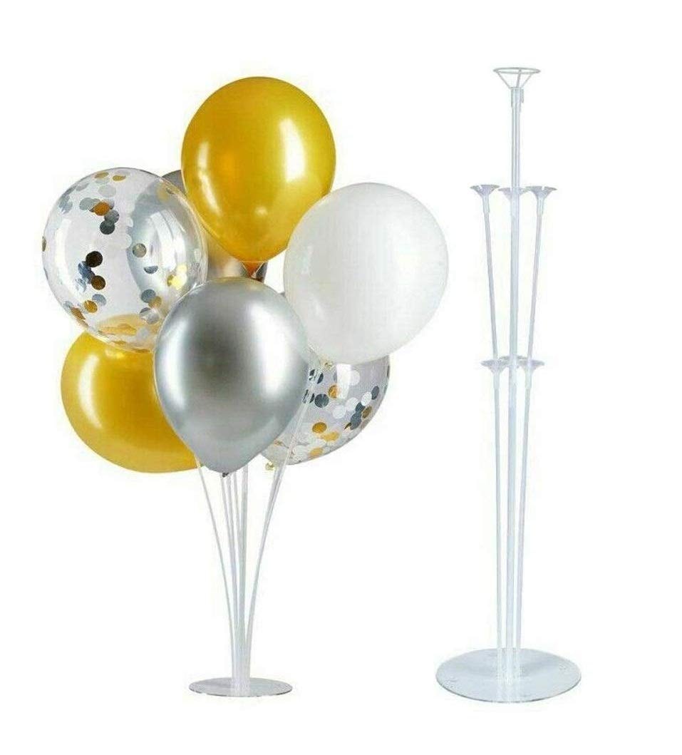 Balloonistics Balloon Stand Kit – Clear Desktop Table Balloon Holder with 7 Sticks, 7 Cups & 1 Base – Reusable Centrepiece Display for Birthdays, Weddings & Anniversaries (Pack of 1)