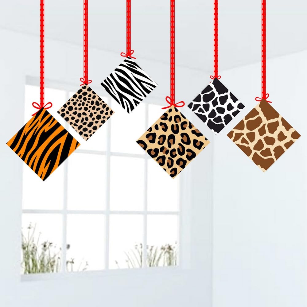 Balloonistics African Safari Hanging Decorations Double-Sided Cardstock Jungle Animal Wall & Ceiling Decor Multicolor Zoo Theme Birthday Party Supplies for Kids (Hangings - Pack of 12)