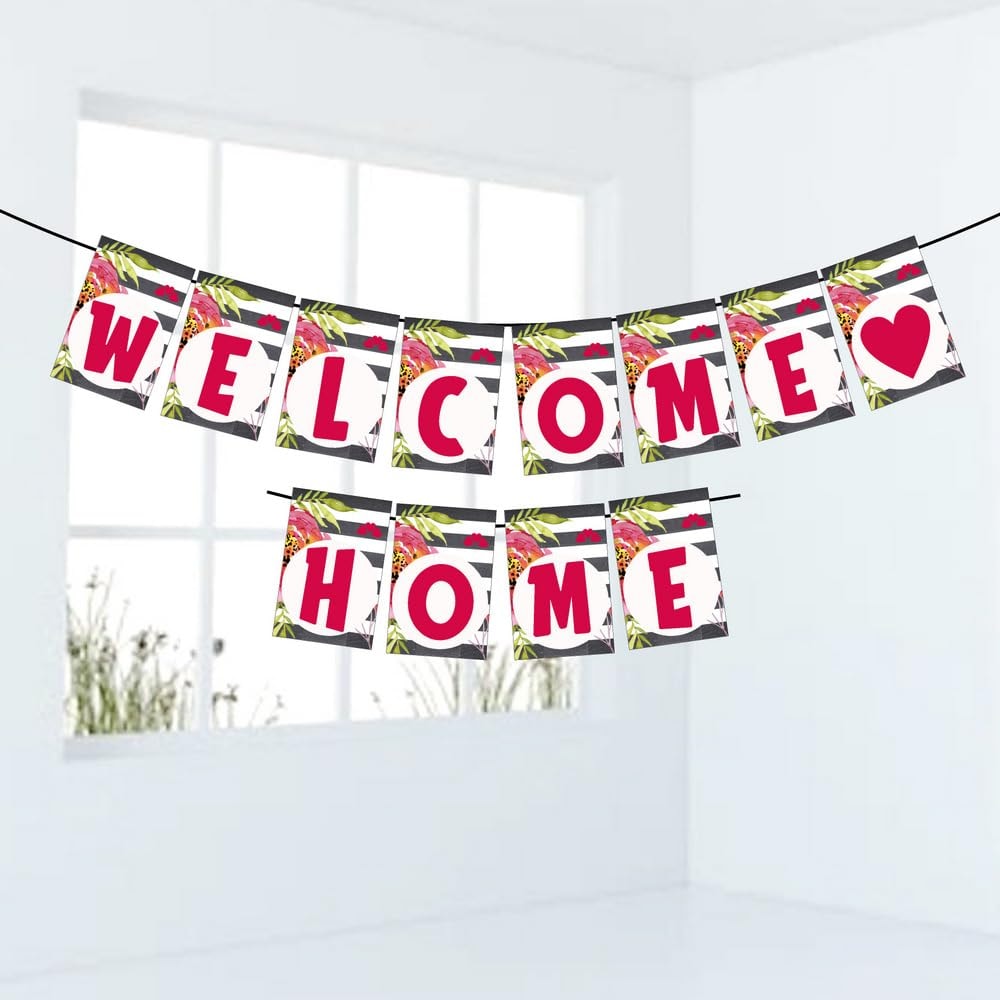 Balloonistics Welcome Home Banner Multicolor Cardstock Party Decoration for Parties Including Ribbon Perfect for Homecoming, Housewarming (Welcome Home Banner)