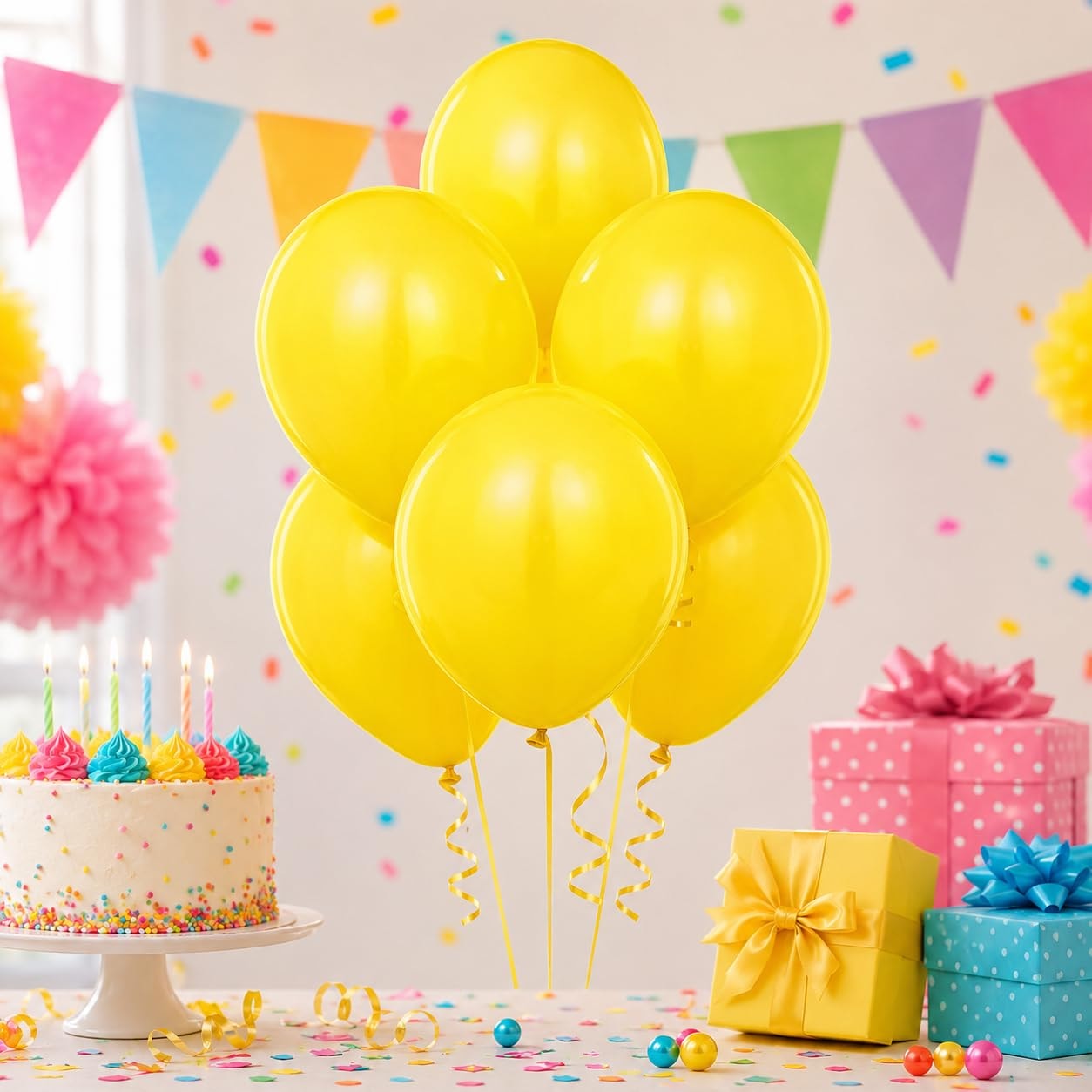 Balloonistics 10 Inch (Pack Of 50) Balloons for Birthday Decoration, Decoration for Weddings, Engagement, Baby Shower, 1st Birthday, Anniversary Party, Birthday Party supplies (Yellow)