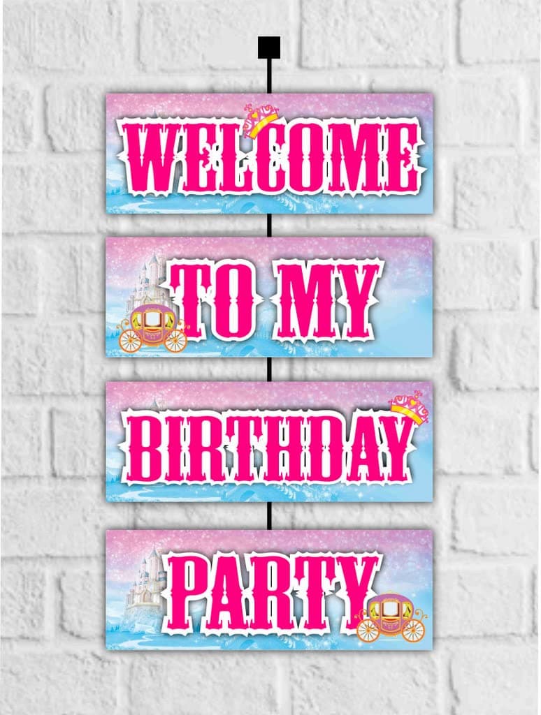 Balloonistics Princess Theme Welcome Board 2.3 Feet Premium Cardstock Entrance Sign for Indoor & Outdoor Birthday Party Decorations for Girls (Welcome Outdoor Board)
