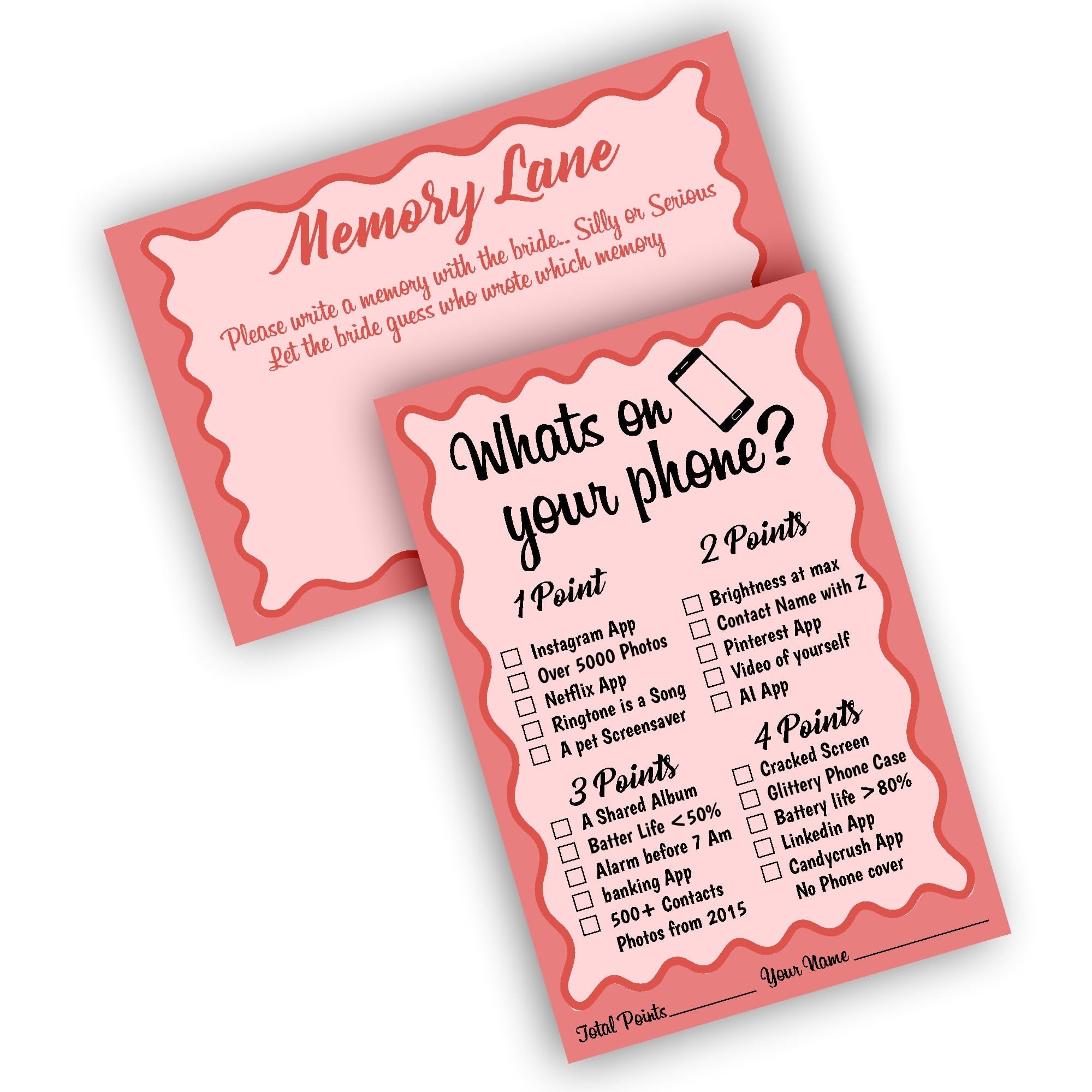 Balloonistics 2-in-1 Bridal Shower Game Cards – Pack of 10 Double-Sided Cards – “What’s on Your Phone?” & “Favourite Memory with the Bride” – Premium Pink Floral Bachelorette & Hens Party Supplies