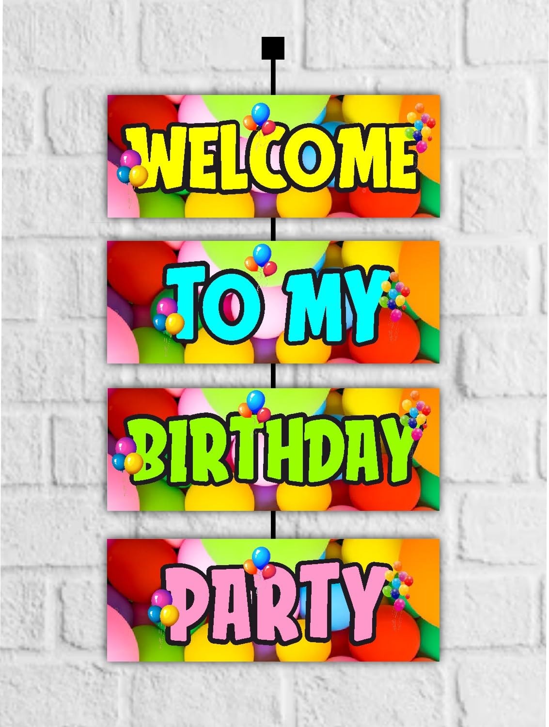 Balloonistics Colorful Balloon Birthday Theme Welcome Board - Large 2.3 Feet Cardstock Hanging Sign for Indoor & Outdoor Party Decor - Vibrant "Welcome to My Party" Backdrop with Satin Ribbons (Welcome Outdoor Board)