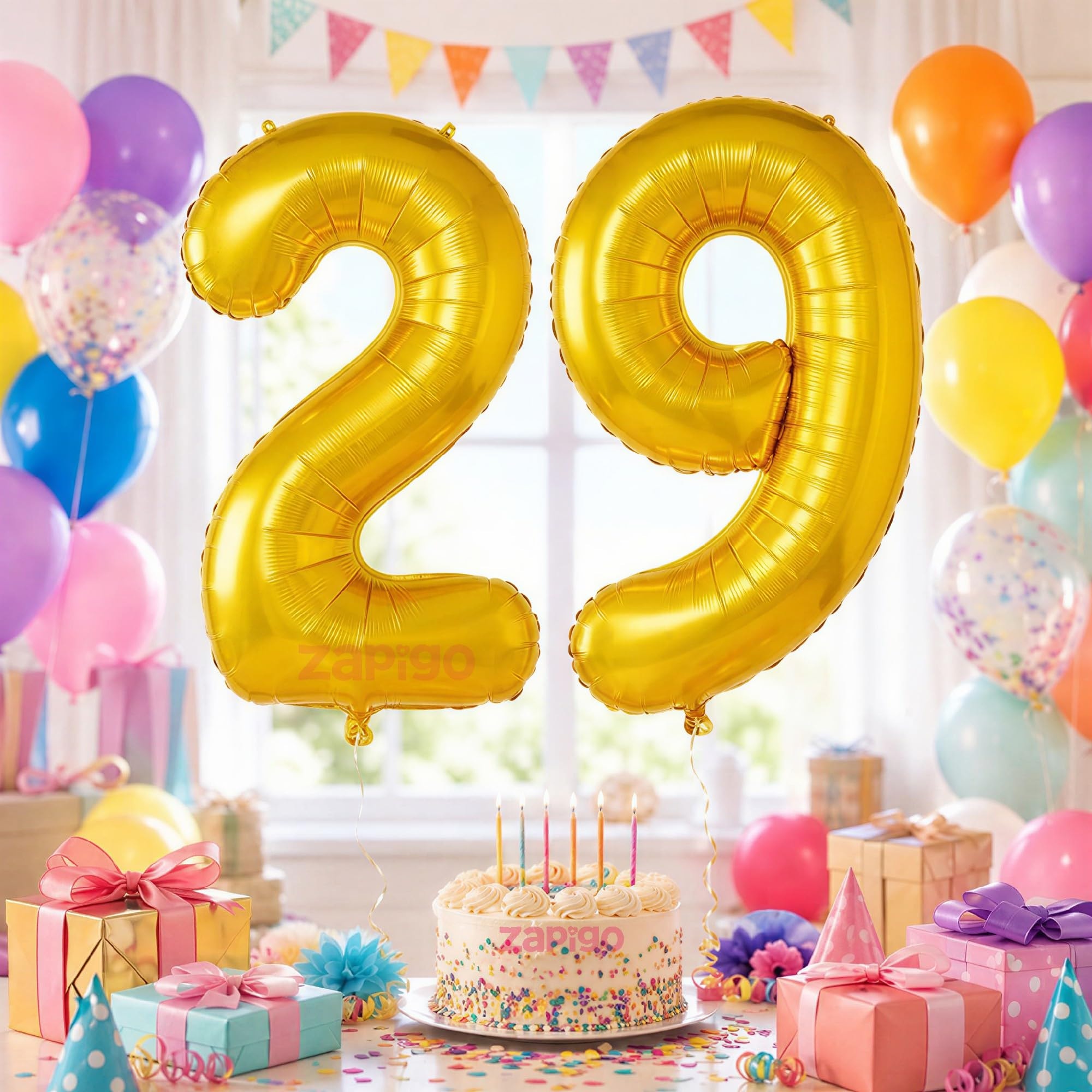 Balloonisctics Gold Balloon Number for Party Decoration Choose Numbers Make Your Own Custom Numbers for Party with 16 inch Golden Color Foil Numbers (Number 29)