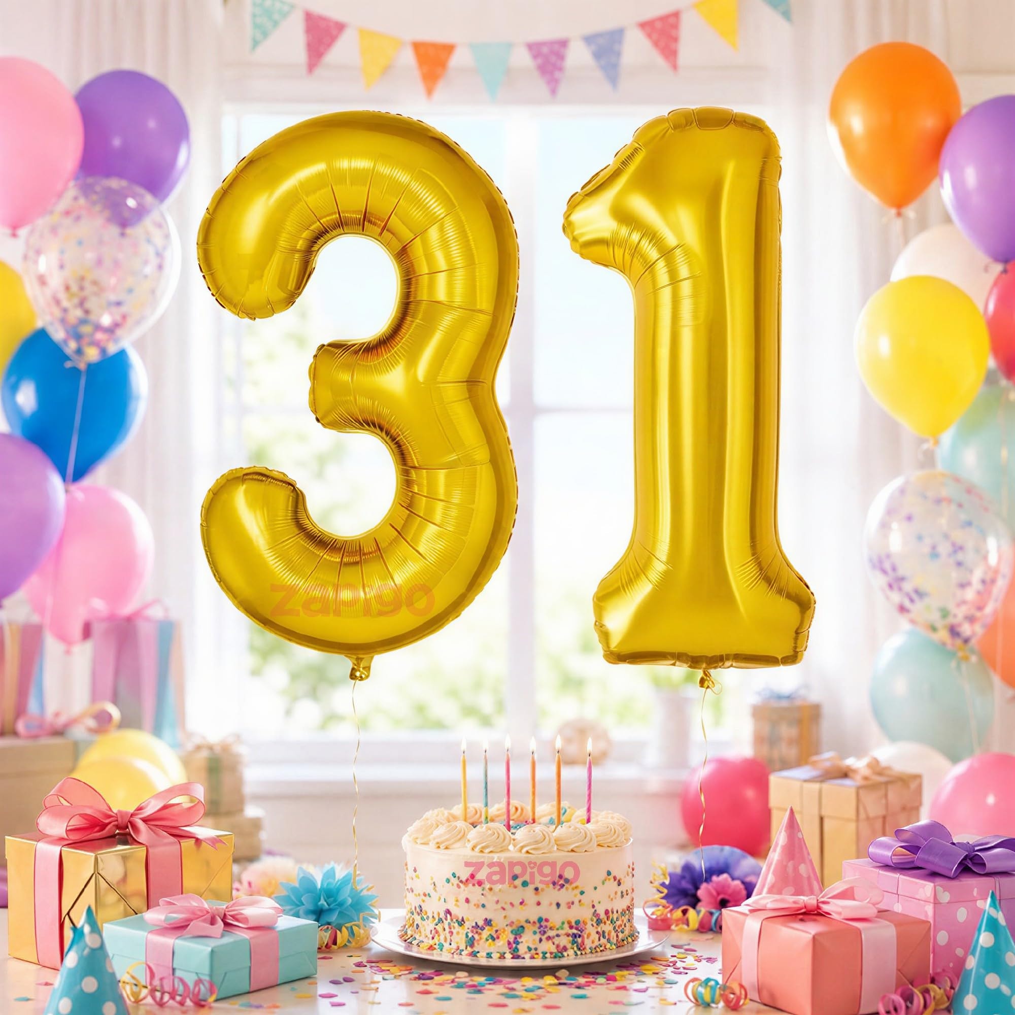 Balloonisctics Gold Balloon Number for Party Decoration Choose Numbers Make Your Own Custom Numbers for Party with 16 inch Golden Color Foil Numbers (Number 31)