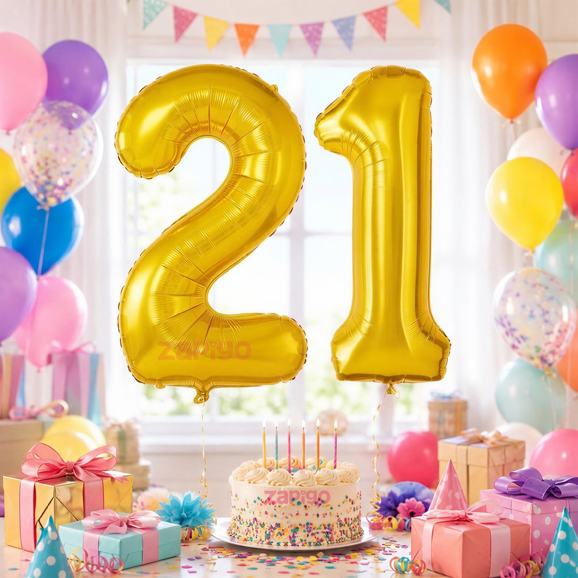 Balloonisctics Gold Balloon Number for Party Decoration Choose Numbers Make Your Own Custom Numbers for Party with 16 inch Golden Color Foil Numbers (Number 21)