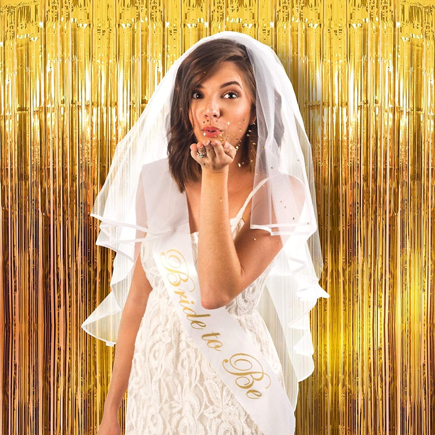 Balloonistics Gold Metallic Fringe Foil Curtain – Set of 4, 3x6 Ft Backdrop for Birthday, Anniversary & Bachelorette Decoration